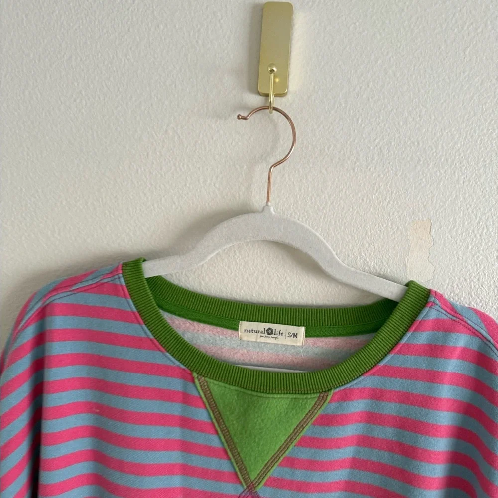 Natural Life Oversized Striped Crewneck in taffy twist women’s S/M - Picture 5 of 7